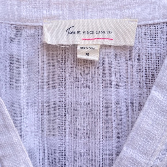 Vince Camuto White Square Pattern Sheer White Tunic Cover-up Size Medium - Picture 6 of 7